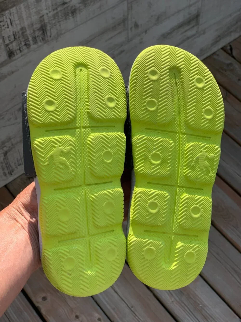 And1 Kids Slides Sandals Youth 2/3 Gray Yellow Slip On Adjustable Athletic Shoes